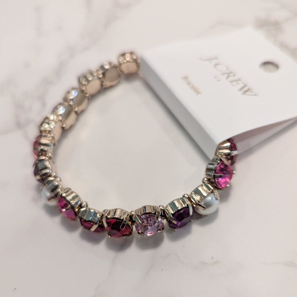 J.Crew Factory Crystal and Pearl Stretch Bracelet